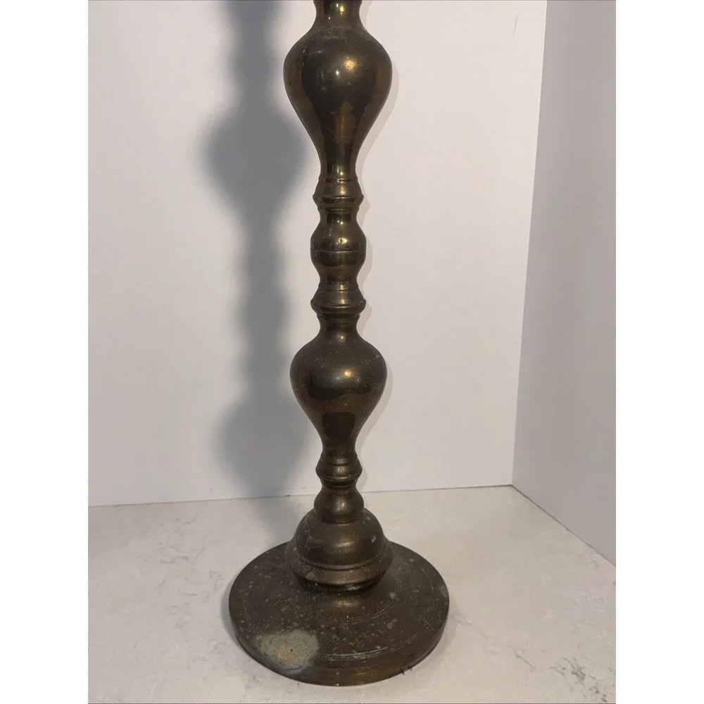 VTG Set Of 2 HEAVY Brass Floor Church Candle Holder Candlestick 39.5 In